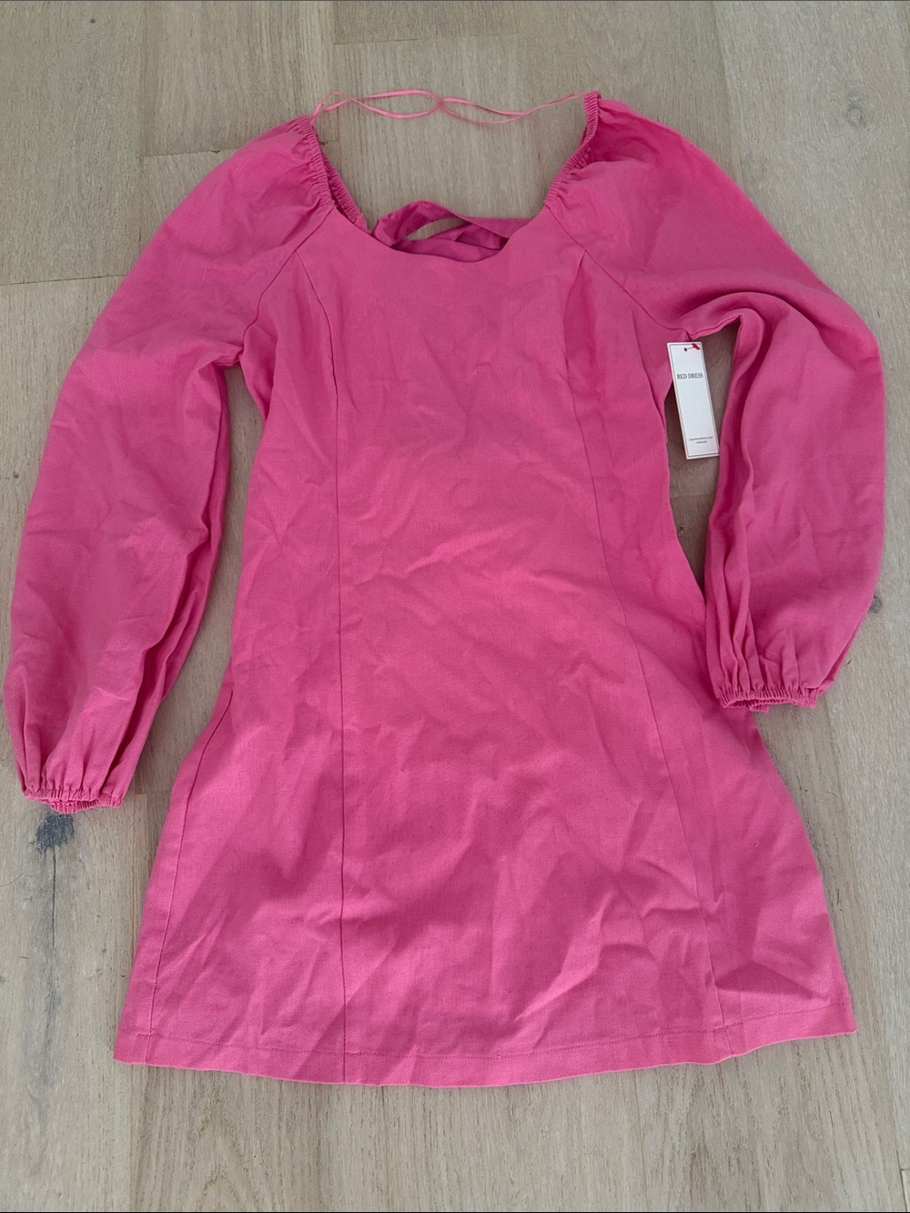 Aura Hot Pink Mini Dress with Puff Sleeves